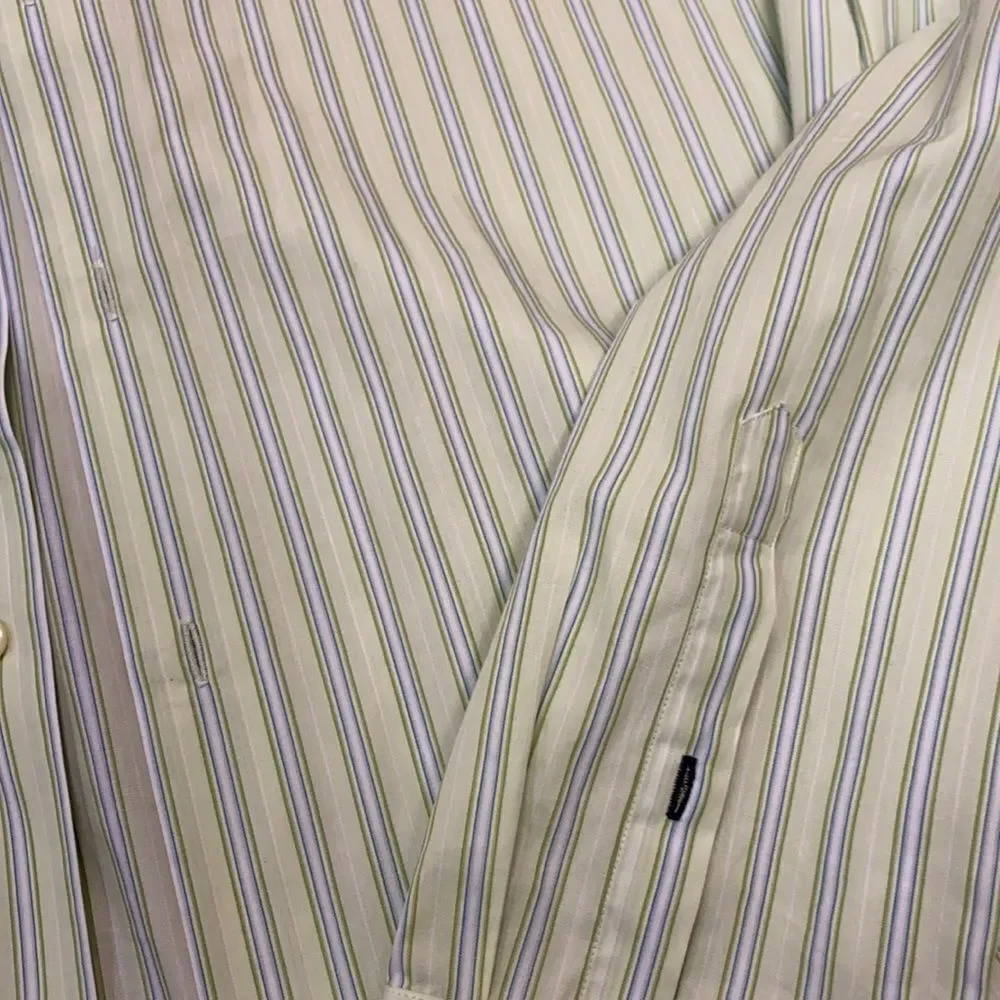 Banana Republic Green Stripped Fitted Button Down
